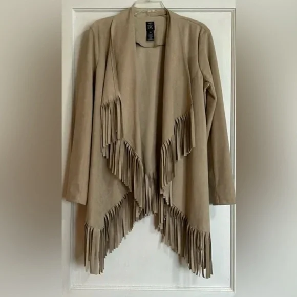 INC International Concepts Tan Fringe Cape - Picture 1 of 10